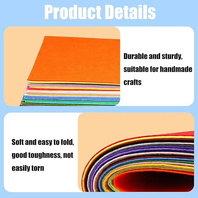 60 PCS Felt Fabric Sheets Craft Kit, Thick Nonwoven Felt, - Image 4