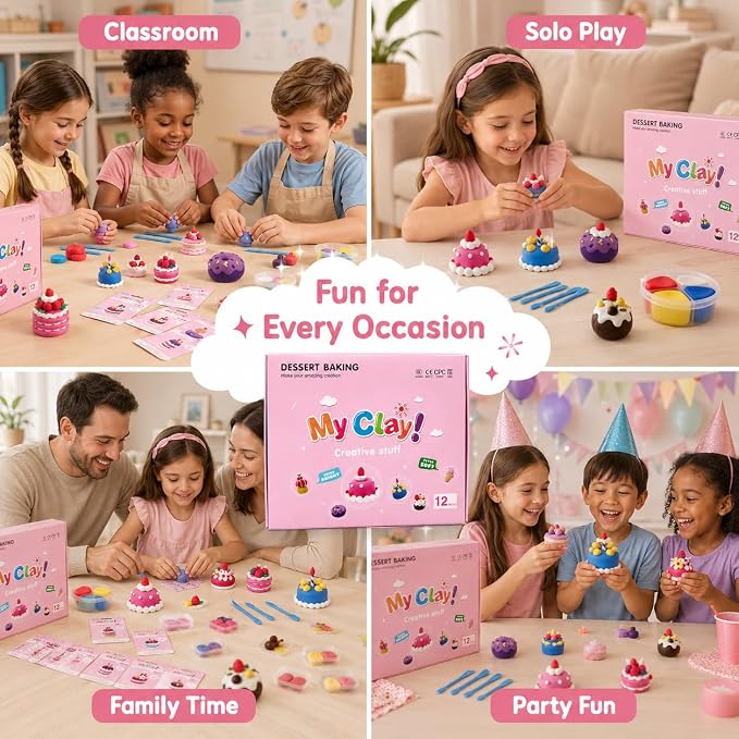 Air Dry Clay Kit for Kids, 12 Dessert Baking Modeling Clay for Kids, DIY Model - Image 9