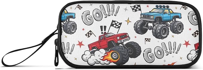 Truck Racing Car Flag Pencil Case Box Boys Girls Large Pencil Pouch Zipper - Image 6