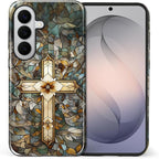 for Samsung Galaxy S26+ Case, Christian Cross Stained Glass Pattern Glossy 2 in by Teonvpu