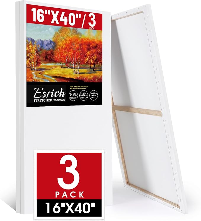 ESRICH Stretched Canvas for Painting 16x40 Inch, Triple Primed Acid-Free Cotton by ESRICH