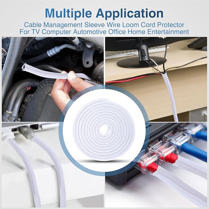 Nilight Cable Sleeve, 10ft-1/4inch Cord Management Sleeves, Braided Sleeving - Image 6