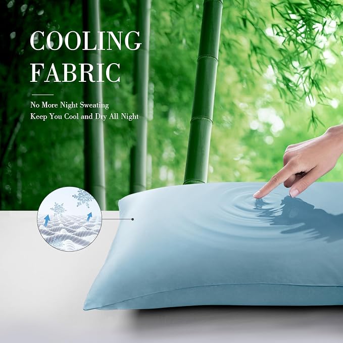 WishSmile Cooling King Pillowcases Set of 2 Breathable Cool Silky Soft Rayon - Image 4