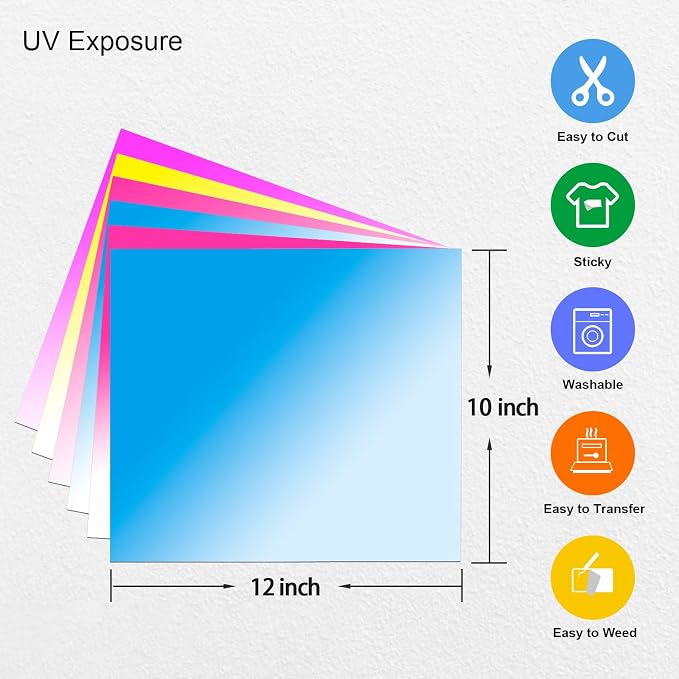 Color Changing Puff Vinyl Heat Transfer 3D Foaming Vinyl-6 Sheets 12''x 10'' - Image 2