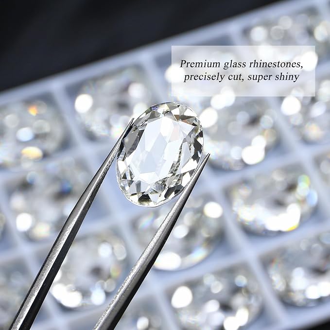 24Pcs Point Back Glass Rhinestones, 18 * 13MM Oval Shape Faceted Rhinestones - Image 3