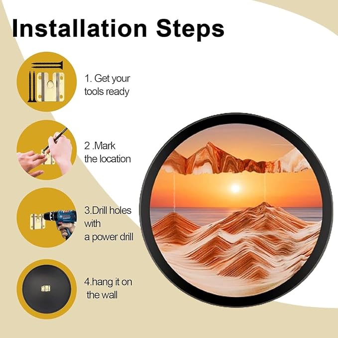 TNSLGHS Moving Sand Art, Wall Mounted Sand Art Liquid Motion, 360°Rotate Moving - Image 4