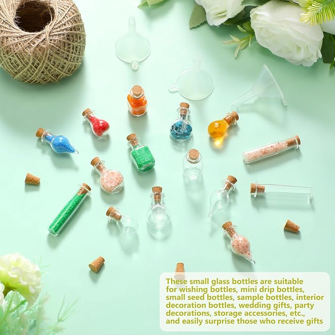 Geiserailie 50 Pieces Small Tiny Glass Spell Jars Bottle - Image 5