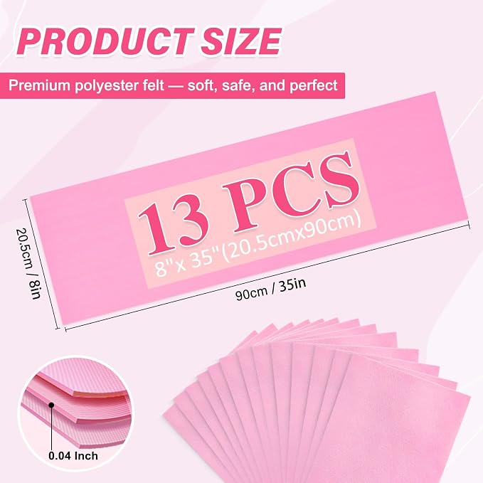 XSEINO 13 Rolls Pink Felt Fabric, Fit - Image 2