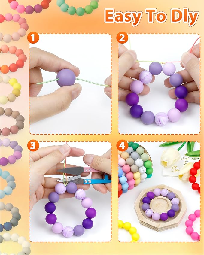 FIVEIZERO 160PCS 15mm Round Silicone Beads, Wear-resistant, Easy-clean - Image 4