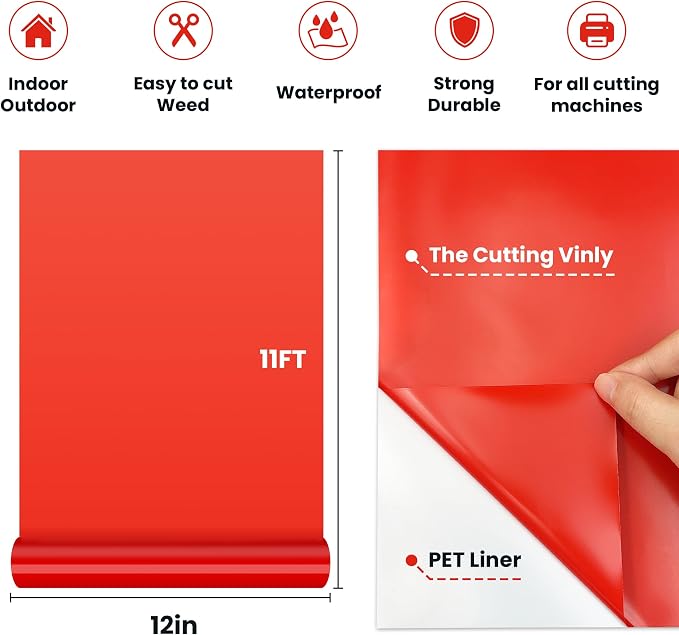 Glossy Red Permanent Vinyl, Car Decal, Scrapbooking, Glossy & Waterproof - Image 2