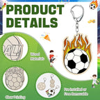RattanView 24 Pcs Soccer Craft Color Your Own Keychains Diy Craft Wooden Blank - Image 4