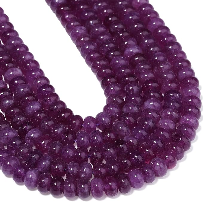 Songxi 5x8mm Natural Purple Colored Jade Stone Rondelle Beads, Gemstone - Image 7