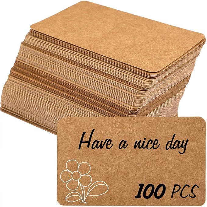 Nettbe 100pcs 3.54"x2" Blank Kraft Paper Business Card, Words Message Notes by Nettbe