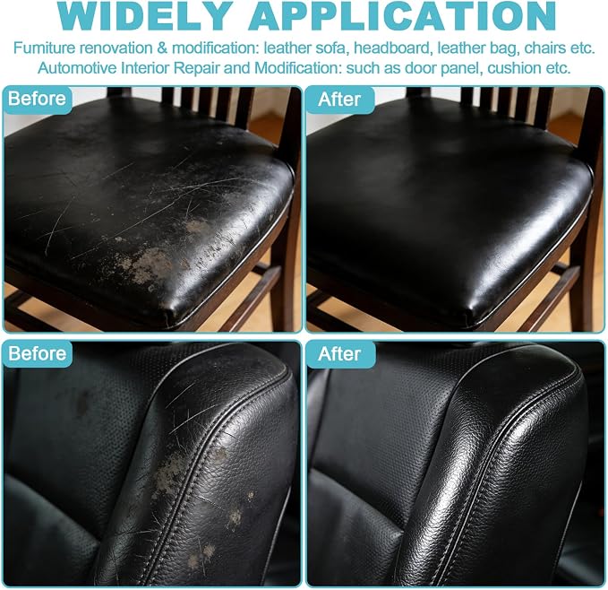 Grey Faux Leather Fabric 79"×55" Smooth Grain Upholstery Vinyl - Image 6