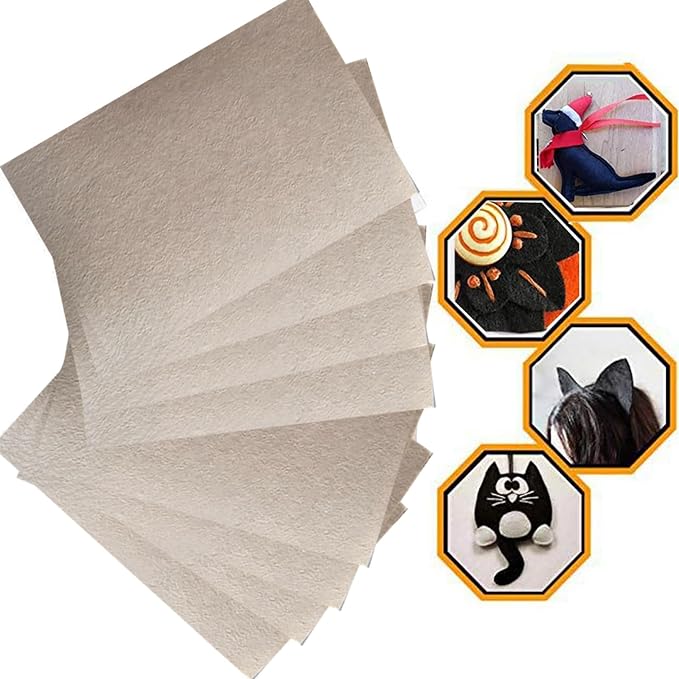 RZJZGZ 5Piece Adhesive Felt Sheet 8.3X11.8in Khaki Felt Fabric Adhesive Sticky by RZJZGZ