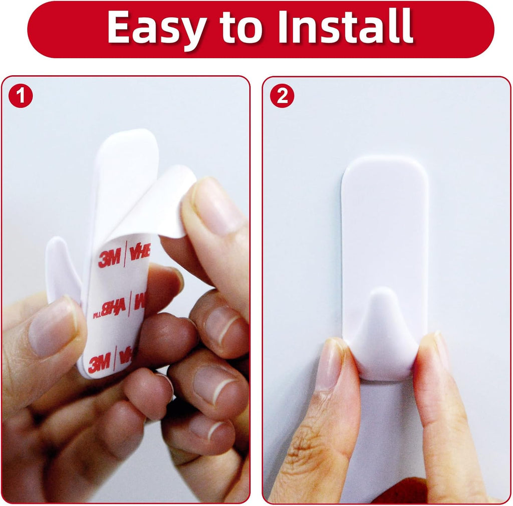 Wall Hooks for Hanging Heavy Duty, Large 12 Self Adhesive Wall with 16 Strips no Damage, Sticky for Key, Shower,Towel, Coat, Door, Hat