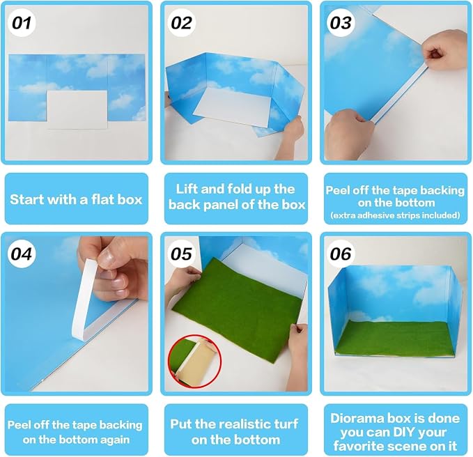 16 Pcs Cardboard Diorama Kit Includes Diorama Box - Image 7