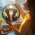Greatingreat Stained Glass Window Hanging Hecate Triple Moon Goddess, Home Room - Image 2