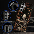 Case for Samsung Galaxy S24 Plus Case, Skeleton Reader Goth Floral Design - Image 5