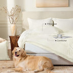 Andency Oversized King Size Comforter Set Ivory 128x120, 3 Pieces Boho Soft - Image 5