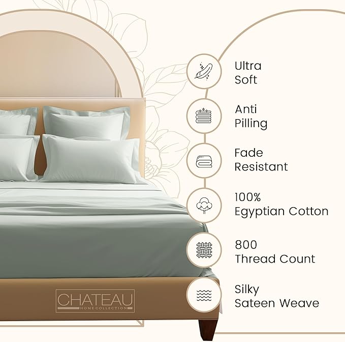 CHATEAU HOME COLLECTION 100% Egyptian Cotton Sheets Sateen Weave Twin Size - Image 2