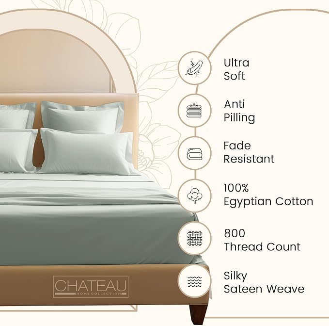 800TC 100% Egyptian Cotton Sateen Weave 3PC Twin XL Size Sheets Set, XL Twin - Image 3