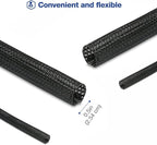 JOTO 10 Feet Cable Management Sleeve -Black | Cord Organizer System - Image 5