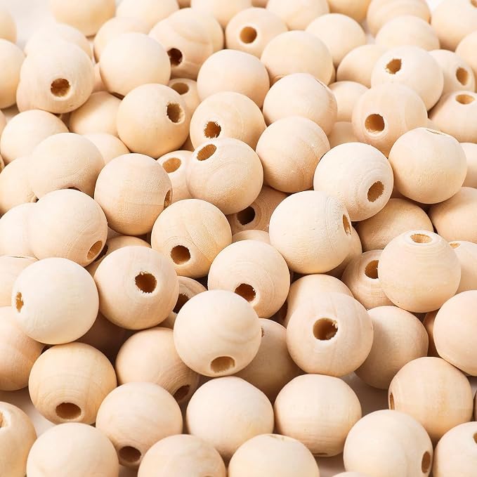 300pcs 20mm Wood Beads Natural Unfinished Round Wooden Loose Beads Wood Spacer by pojah