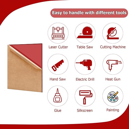 2 Pack 12'' x 16'' Translucent Red Acrylic Sheet, 3mm Thick Acrylic Plastic - Image 4