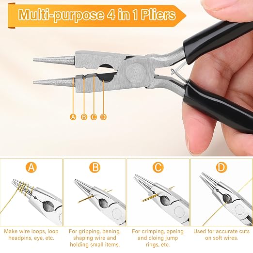 ModaCraft 24 Gauge Sweet Spot Jewelry Wire Gold + 4-in-1 Comfort Grip Pliers | - Image 4