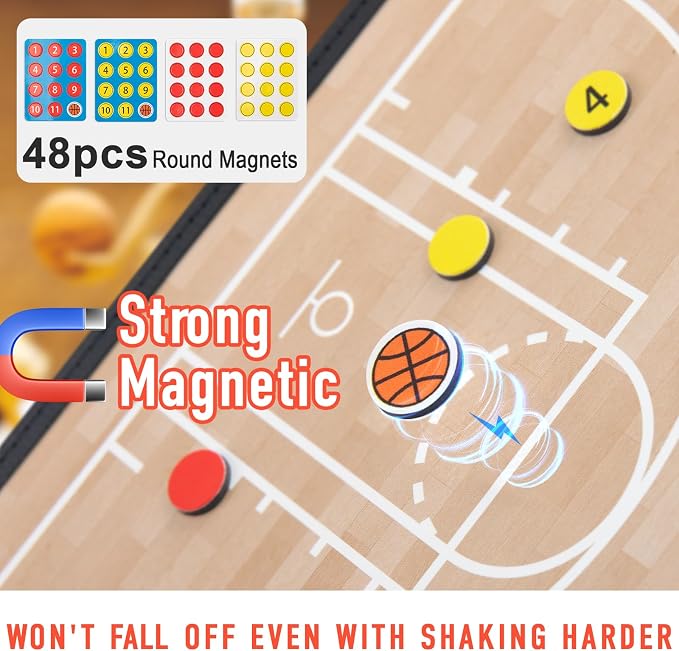 WISYOK Basketball Lineup Board, Foldable | 48 Cards, 2 Markers, Leather Covered - Image 5