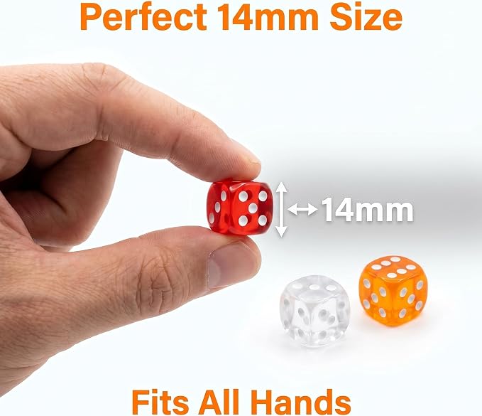 50 Pack Colorful Dice Set 6 Sided Acrylic Dice Standard Dice Translucent - Image 3