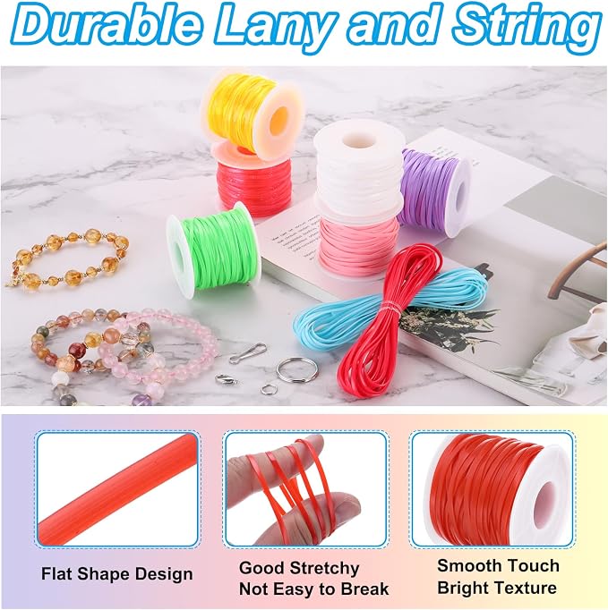 PATIKIL Lanyard String Kit, 5 Rolls Plastic Lacing Cord Gimp String Lanyard - Image 3