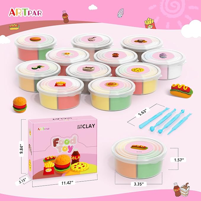 ARTPAR Air Dry Clay Kit for Kids, 12 Box Mini Food Modeling Magic Clay - Image 3