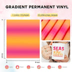 Tintnut Watercolor Permanent Vinyl 8 Pcs12x10in Gradient Adhesive Vinyl | - Image 2