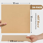 CALPALMY 24-Pack MDF Board 1/8 Inch Thick 12" x 12" Unfinished Wood Panels - Image 2