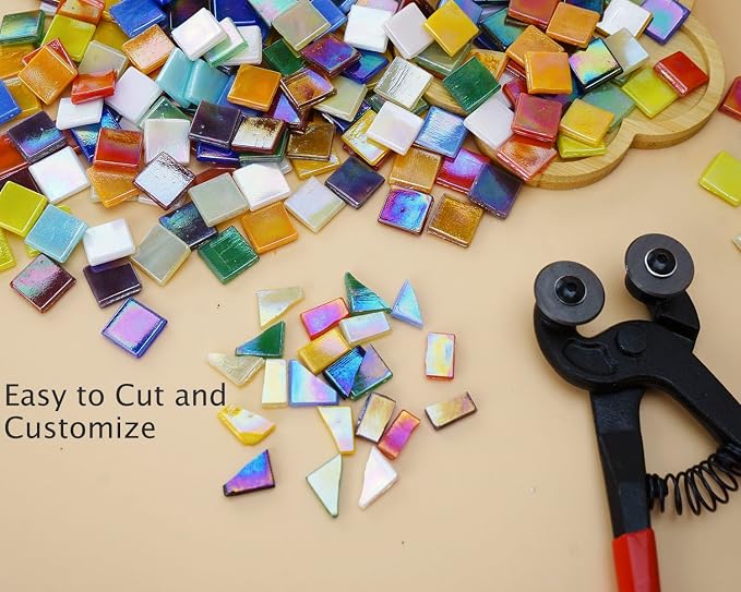 Lanyani 1.2Pounds/300 Pieces Iridescent Glass Mosaic Tiles Bulk - Image 2
