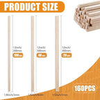 160Pcs Balsa Wood Sticks, 12 Inch Square Wooden Dowels, Hardwood Square Dowels - Image 2