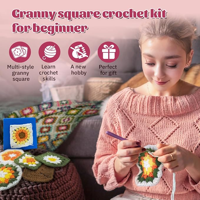 SGIBYN Granny Squares Crochet Kit - Image 6