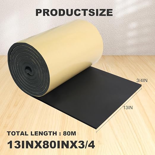 Closed Cell Insulation Neoprene Foam Sheet, 13 in x 80 in x 3/4 in Soundproof - Image 2