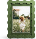 4x6 Picture Frame with Mat for 3.5x5, Wavy Edge Wooden Real Glass Photo Frame by THKRLOF