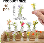 10Pcs Miniature Dollhouse Plant Flowers 1:12 Glow in The Dark Vase | Tiny Plant - Image 2