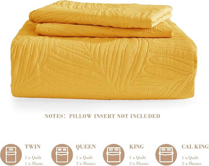 Exclusivo Mezcla California King Quilt Bedding Set, Lightweight Yellow Quilts - Image 6