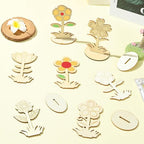 30 pcs 6 Styles Spring Flower Theme Unfinished Wooden Cutout Charms Cute Floral - Image 6