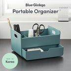 BLUE GINKGO Portable Desk Organizer – Compact 3 Compartment, Half-drawer - Image 2