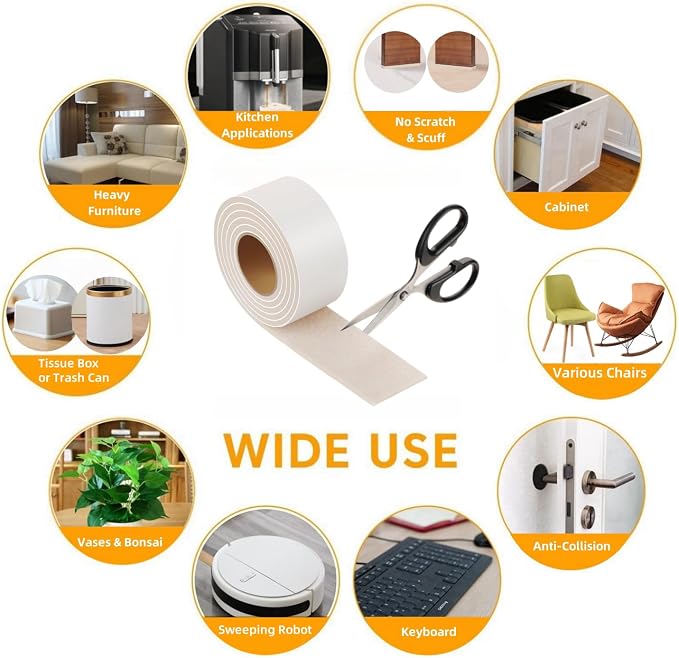 Felt Strips with Adhesive Backing – Furnigear Heavy Duty Cuttable Felt Tape - Image 4