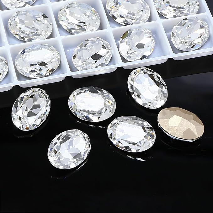 24Pcs Point Back Glass Rhinestones, 18 * 13MM Oval Shape Faceted Rhinestones by Unknown
