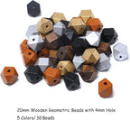 20mm Geometric Wooden Beads Variety Pack Painted Wood Beads Polygon Wooden - Image 6