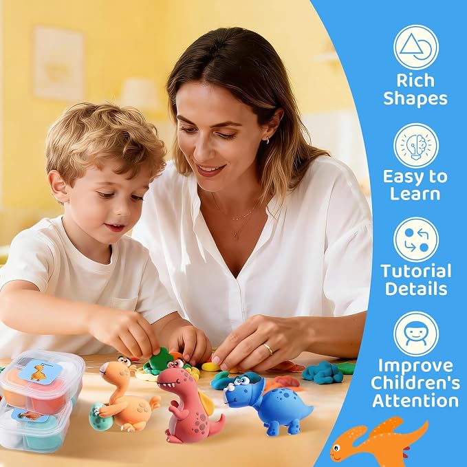 Both idea Air Dry Clay Kit, Dino Theme | 12 Packs, Non-Toxic Kids Gift | School - Image 2