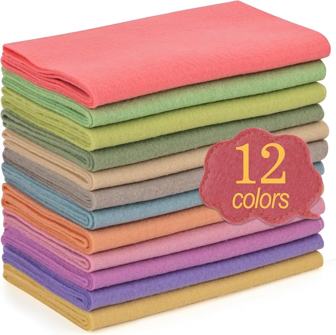 XSEINO 12 Rolls 8"x35" 1.4mm Thick Soft Felt Fabric Sheet 12 Assorted Morandi by XSEINOiscreating%EF%BC%81